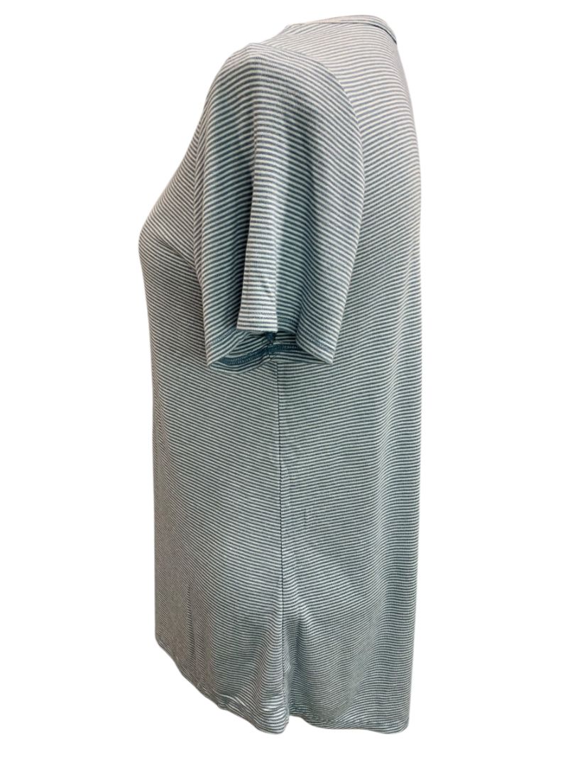 Medium LulaRose Womens Blue Stripe Hi Lo Tshirt Scoop Neck