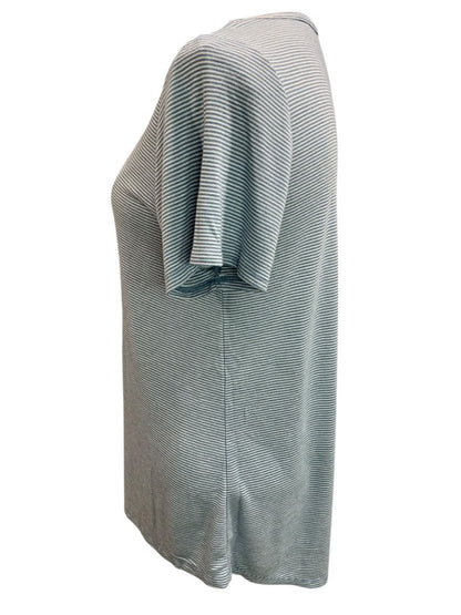 Medium LulaRose Womens Blue Stripe Hi Lo Tshirt Scoop Neck