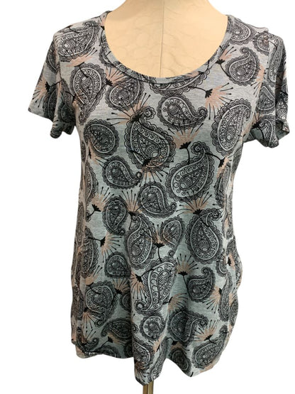 Size XS LulaRoe Womens Paisley Gray Tshirt Scoop Neck Hi Lo