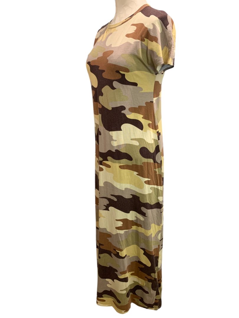 Size XS LulaRoe Maria Tshirt Maxi Dress Camo Print Brown