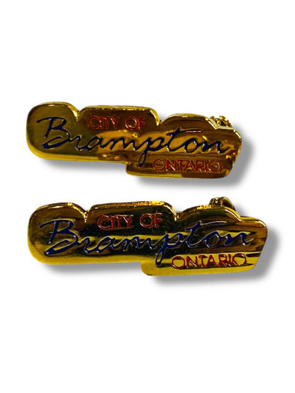 City of Brampton Ontario Goldtone 1" Lapel Pins Set of 2