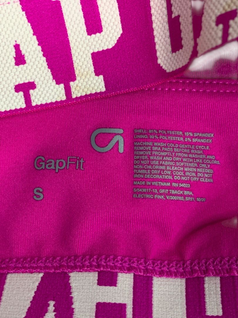 Small GapFit Electric Pink Sports Bra T-Back Removable Pads