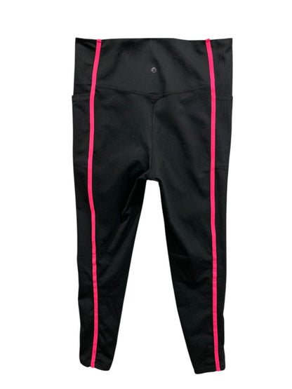 Medium Danskin Womens Black Leggings Pockets Pink Stripe