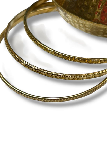 New Set of 6 Goldtone Bangle Bracelets Assorted Size Textures Widths