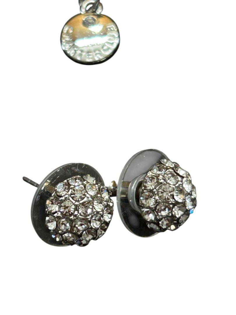 Silvertone Jewelry Set Pierced Earring Necklace Charter Club Sparkles