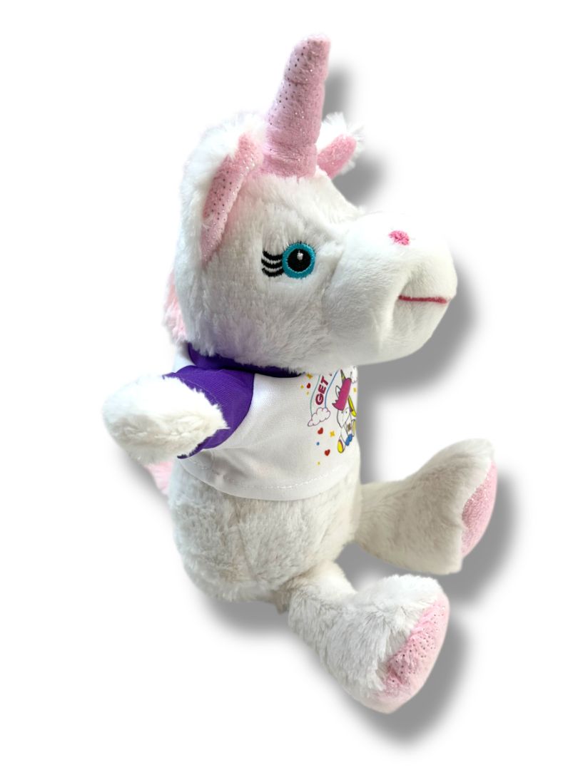 Plushology "Get Well Soon" Plush Unicorn Soft White Pink 13"