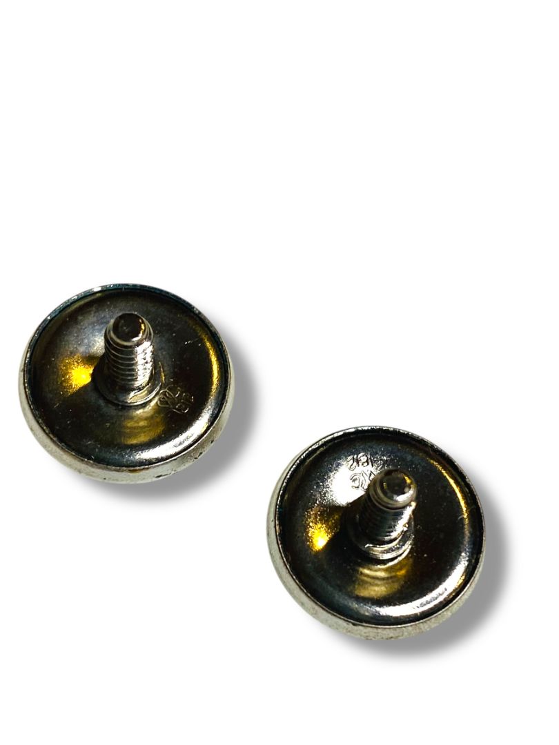 Set of 2 US Coast Guard Auxillary Silvertone Screwback Cap Button Pin Vintage .5"
