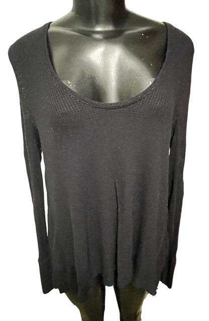 XS We The Free Waffle Knit Long Sleeve Oversize Womens Top Black