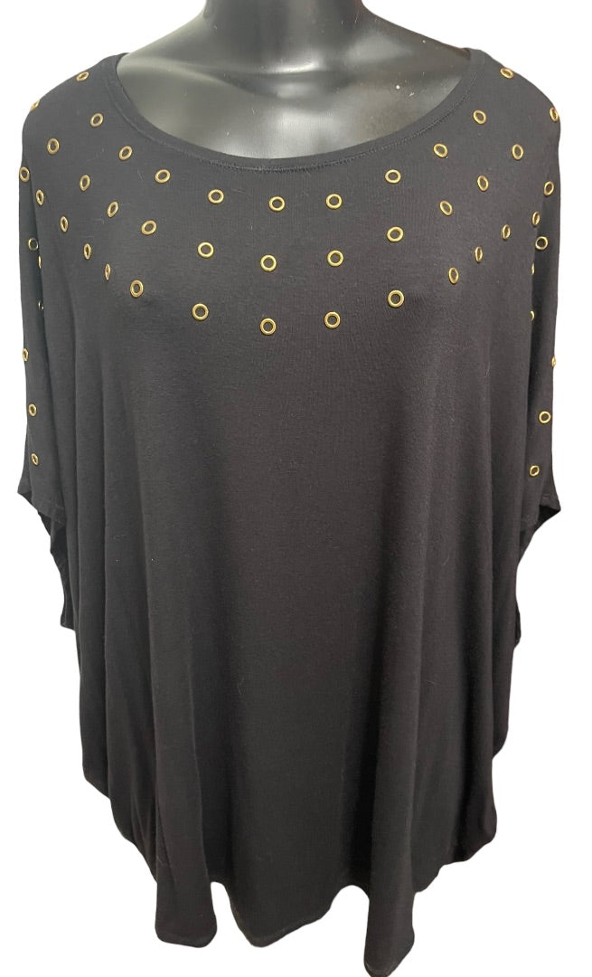 3X Philosophy Woman Republic Clothing Black Top with Gold Grommets