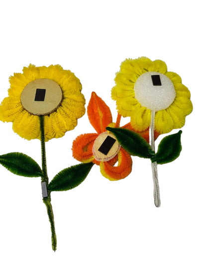 Handmade Vintage 1970s Flower Butterfly Magnets Sunflower Chenille Pipe Cleaner Googly Eyes