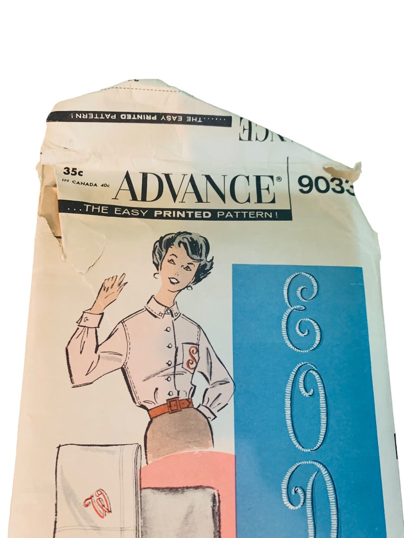 Advance 9033 Uncut Vintage 1970s Transfer Pattern. for Script Alphabet 3 Sheets