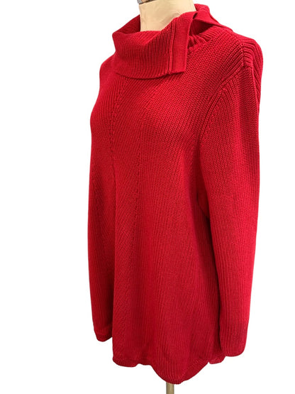 2X Talbots Woman Red Foldover Neckline Soft Cotton Modal Sweater