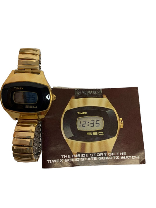 Timex Vintage 1970s SSQ Digital Sports Watch Goldtone As Is with Manual