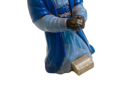 Handpainted Ceramic 1980s Nativity Figurine Wise Men Kneeling Balthazar 8"h