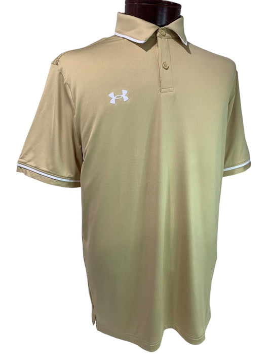 Medium Under Armour Mens New Tan Tipped Team Polo Shirt 1376904