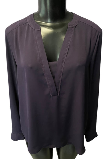 Small Simply Vera Wang Womens Popover Blouse Shirt Purple V-Neck