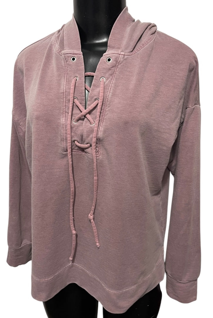 Medium Sundry Womens Mauve Hooded Shirt Coastal Chic