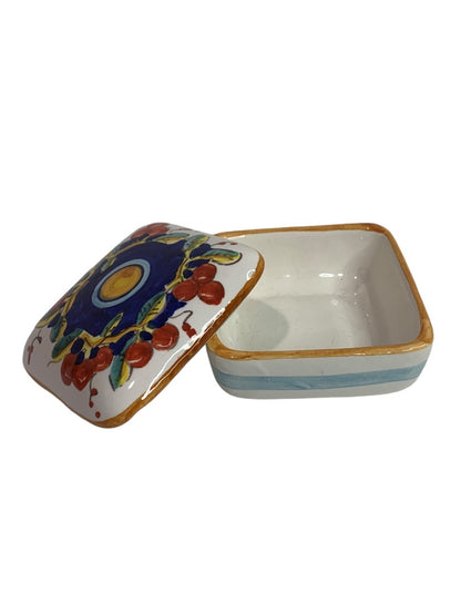 Denuta Italy Hand Painted Ceramic Lidded Trinket Box 2.5 inches