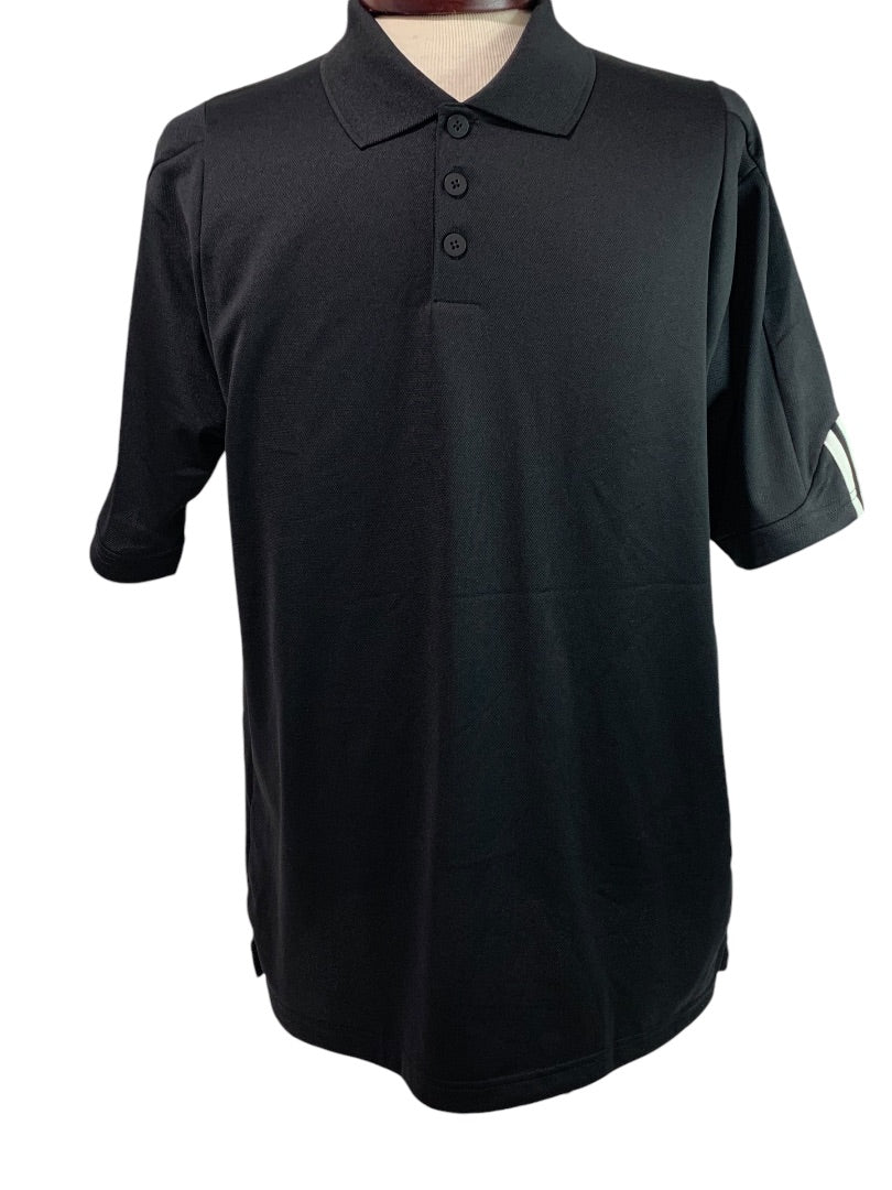 Medium Adidas Mens New Black Golf Shirt Polo A76 MCL Stripe Cuff P77781