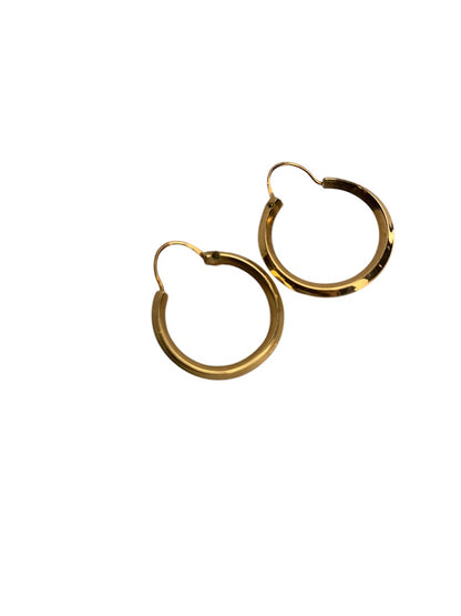 Goldtone Hoop Wire Hinged Pierced Earrings .75 Inch Diameter