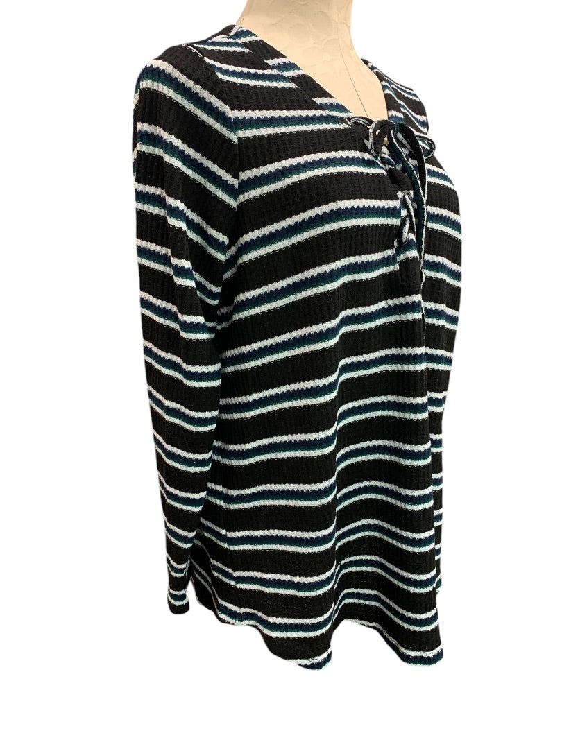 0X Torrid Womens Waffle Knit Pullover Top Striped