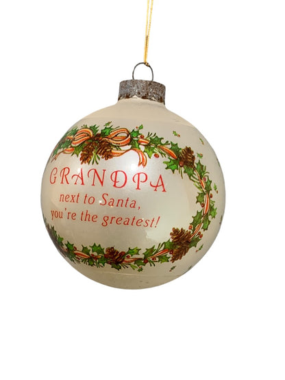 Current Vintage 1990 Grandpa Glass Wrap Ornament Ball