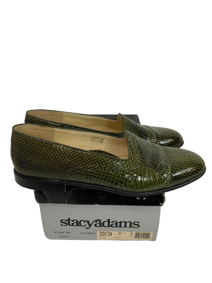 Size 9.5 Stacy Adams Mens Viper Snakeskin Olive Loafers Vintage