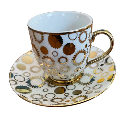 Extra Set of 4 Demitasse Cups and Saucers Set White Gold in Box