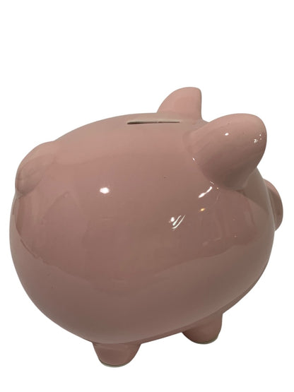 Traditional Ceramic Piggy Bank Pink 6 x 7.5 Inches Removable Stopper