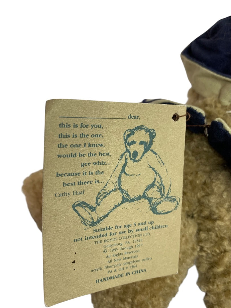 Boyds Bears Plush Jointed Chauncey 1990s Sailor Cap 6 Inch Articulated
