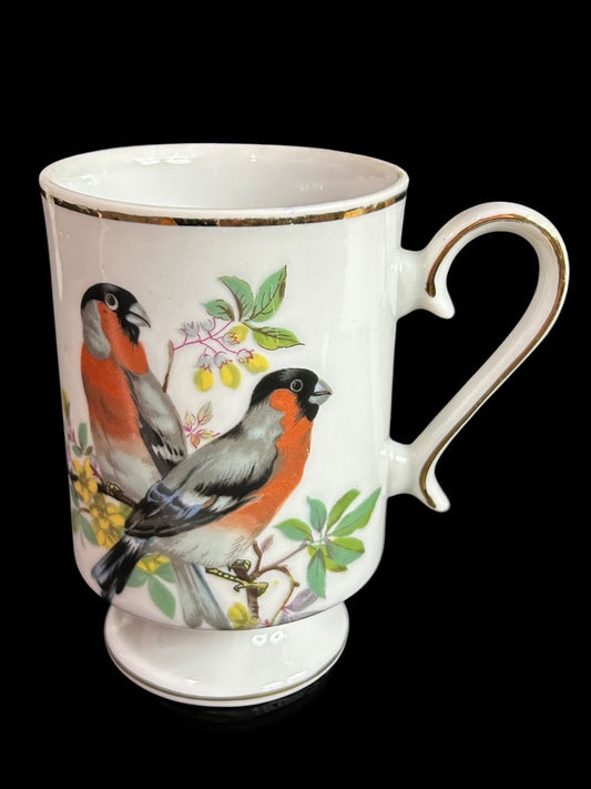 Royal Crown Pedestal Ceramic Bird Mug Gold Trim Orange Throat