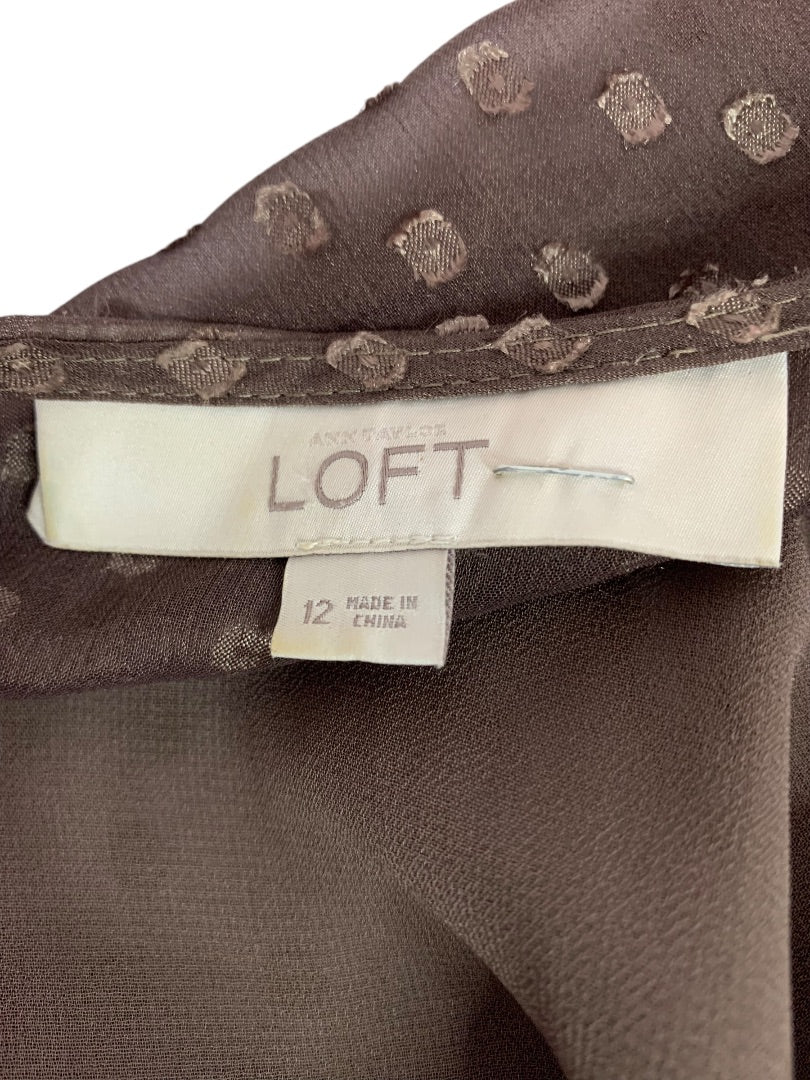 Size 12 Ann Taylor LOFT Dress Brown Sleeveless Blouse Bodice