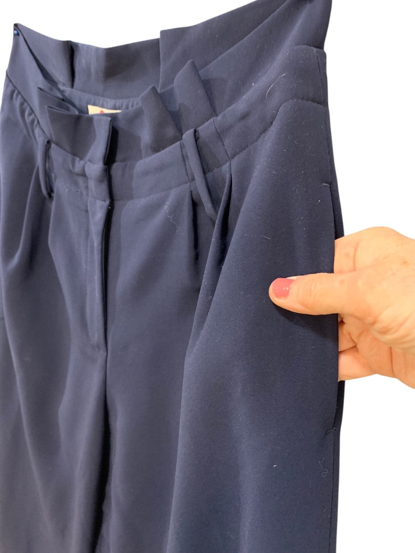 Size 6P Boden Petite Womens Navy Blue Wide Leg Crop Pants