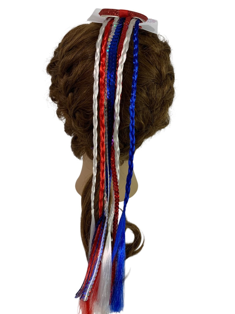 Claires New Hair Clip 15 Inch Long Sparkly Patriotic USA