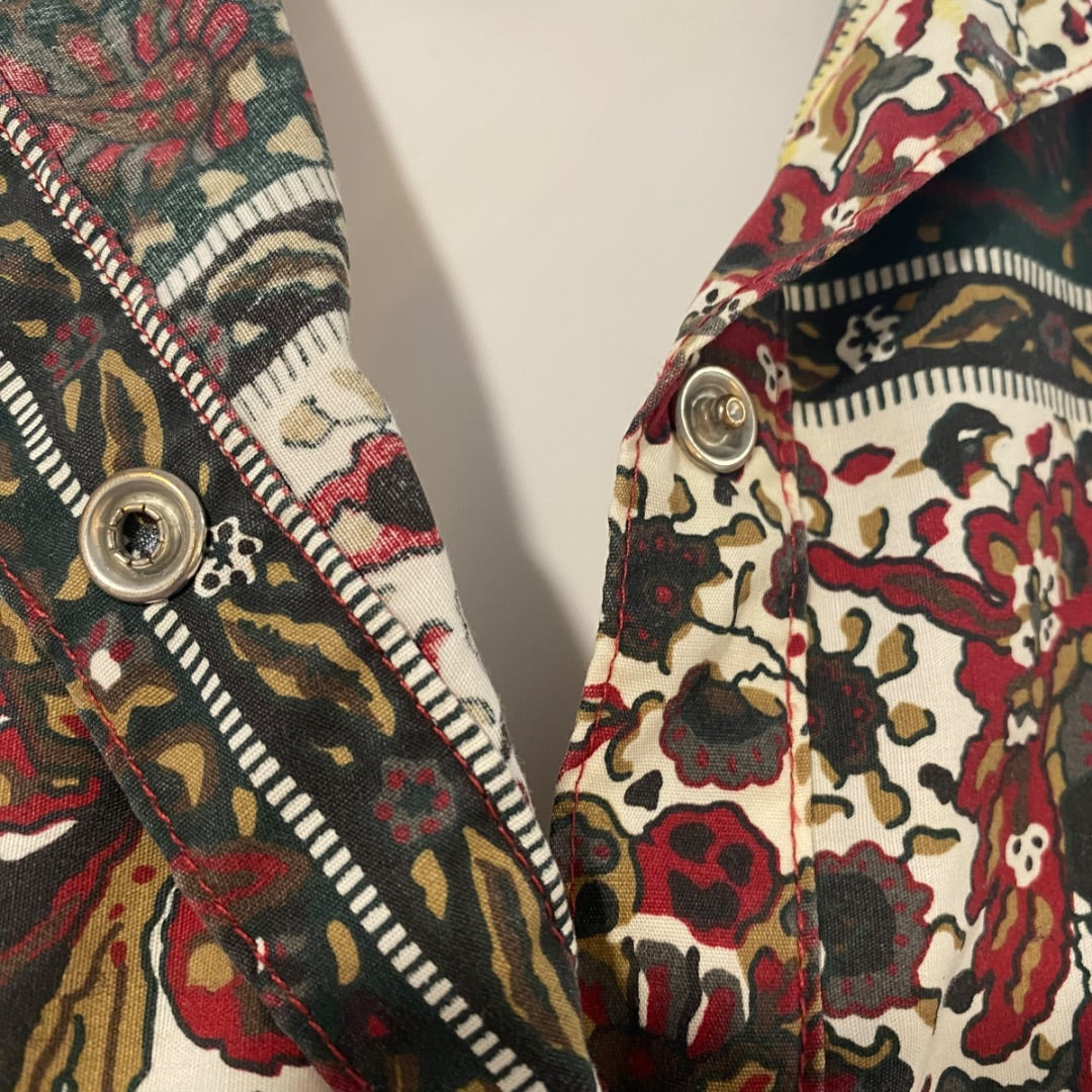 Size 16 Models Coat Vintage Womens Snap Up House Coat Dress Brown Print Pockets