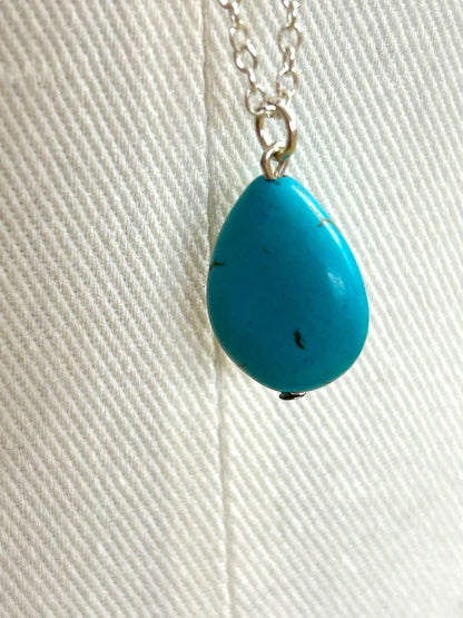 Turquoise Pendant Necklace Silverone 35 Inch Lobster Clasp