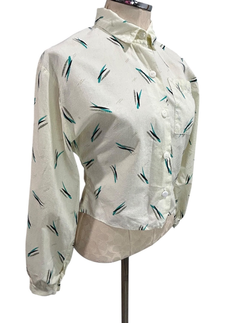 Ardmore Made in USA Womens Crop Button Up Shirt 1980s Retro