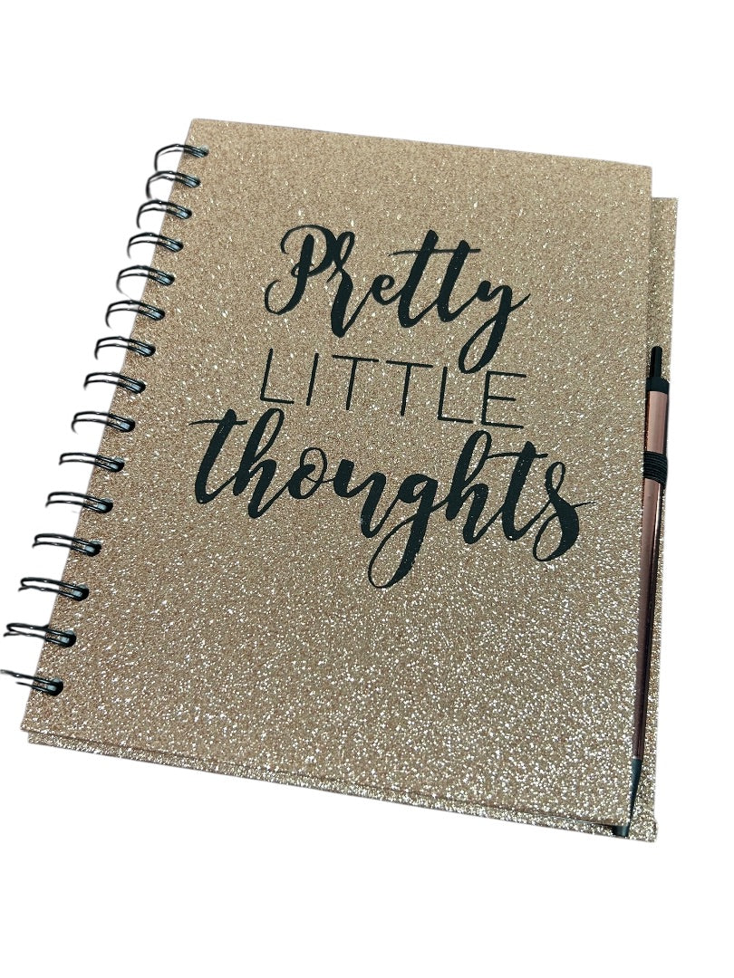 Claires New Gold Glitter Lined Journal Spiral Bound 8 x 6 Inch