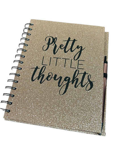 Claires New Gold Glitter Lined Journal Spiral Bound 8 x 6 Inch