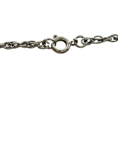 Vintage Silvertone Pendant Necklace Rose Yellow Red 23 Inch Spring Clasp