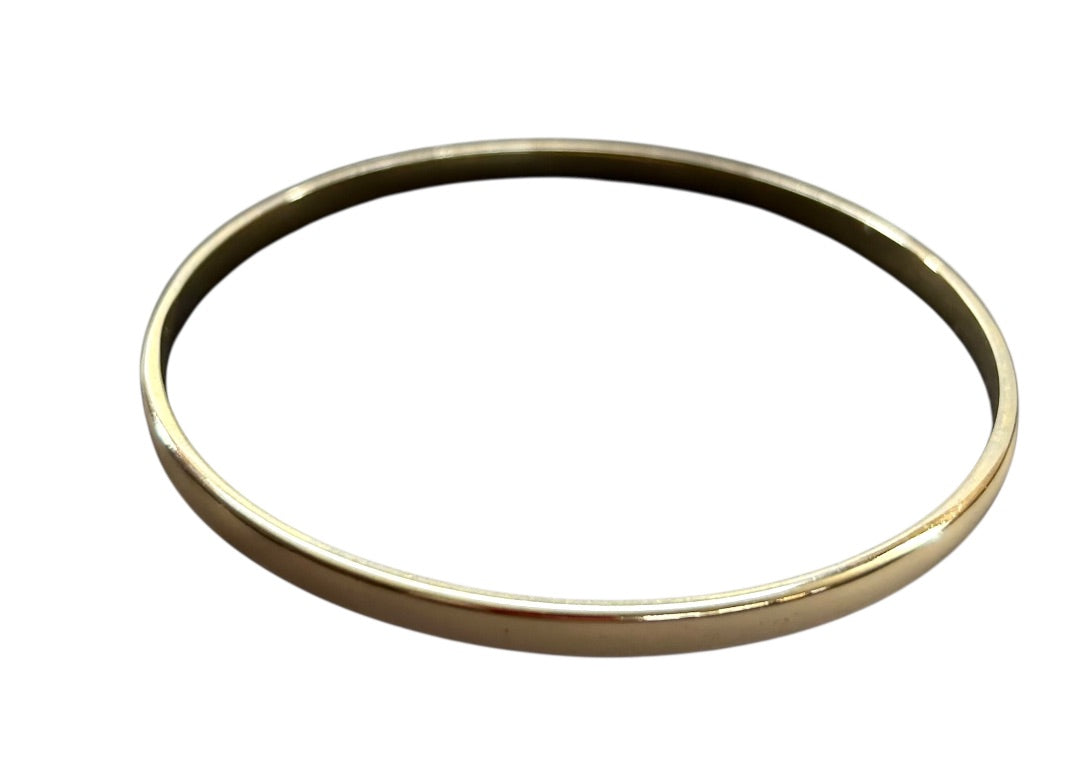 Goldtone Enameled Ivory Bangle Bracelet 2.6" Inside Diameter 4mm