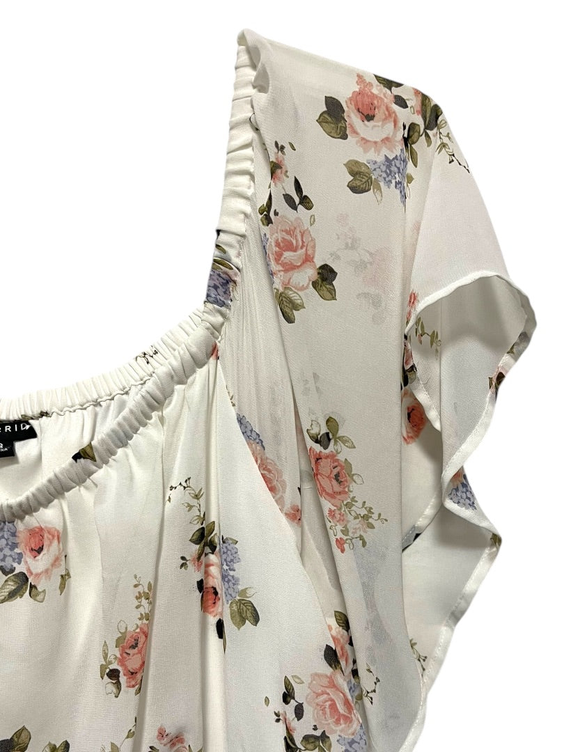 3X Torrid Lined Floral Flutter Sleeve Dress Blouson Style Off Shoulder