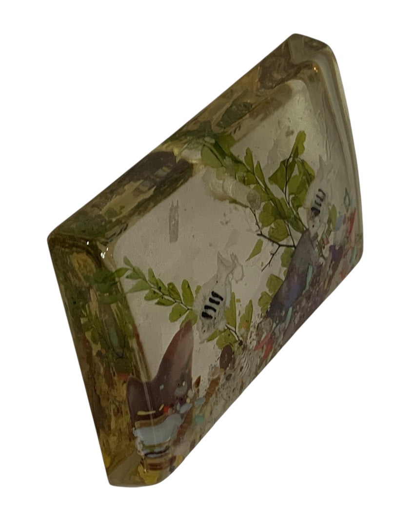 Vintage Lucite Fish Aquarium Paperweight Hanging Ornament 4.1 x 2.5"