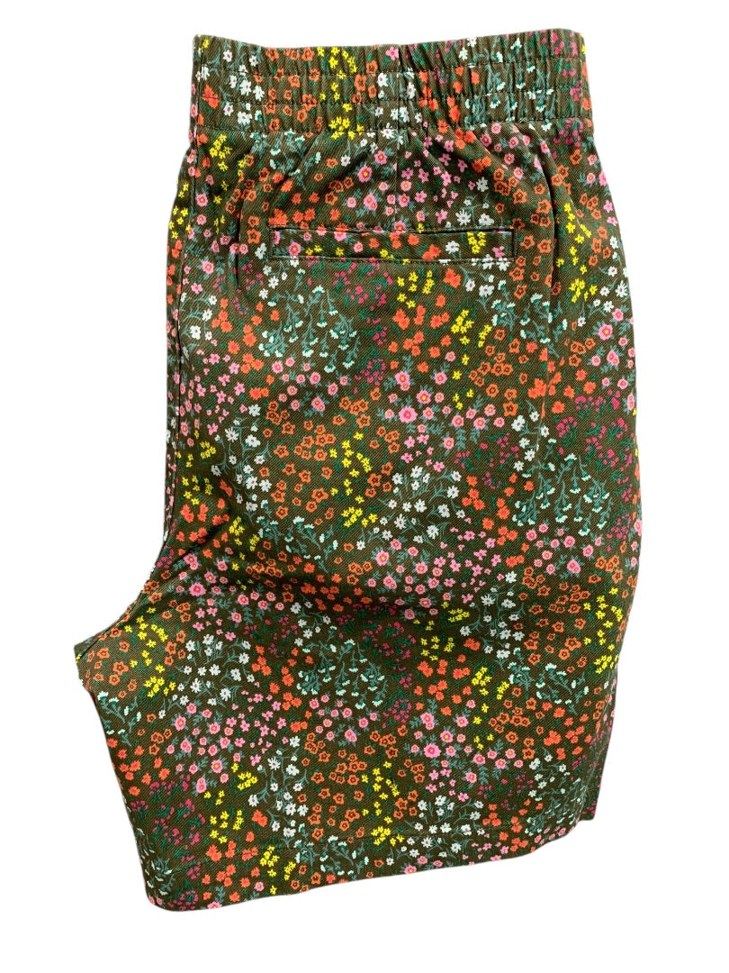 Size 10 Lands End  Mid Rise Womens New Pull On Floral Shorts Pockets