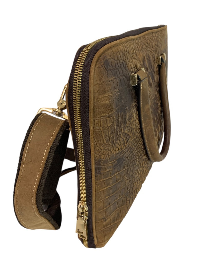 Quintessential Crocodile Style Genuine Leather Bag Briefcase Brown