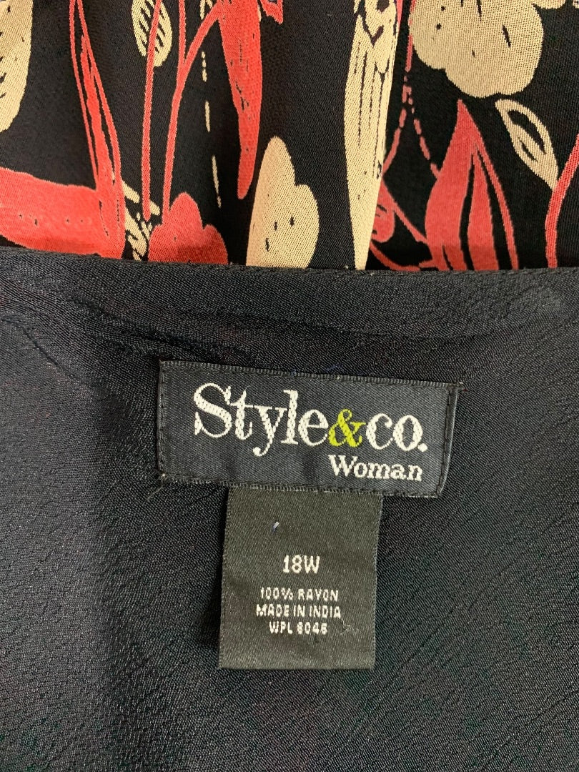 Size 18W Style & Co Woman Pullover Floral Maxidress Lined Rayon