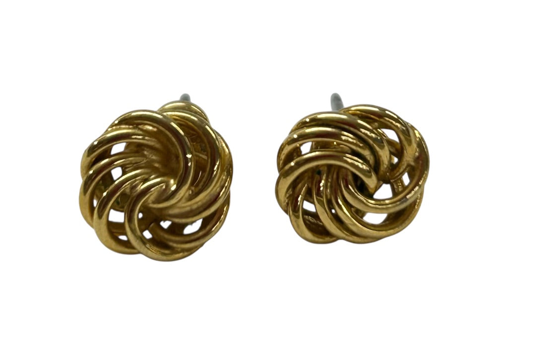 Small Goldtone Post Pierced Earrings Knot .4 Inch Knot