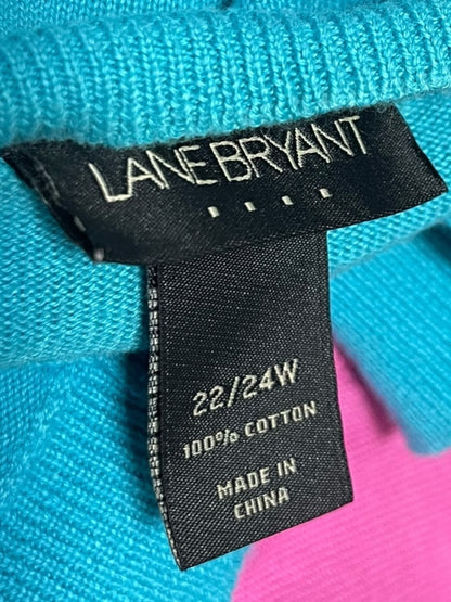 Size 22/24 Lane Bryant Womens Turquoise Crop Cardigan Sweater