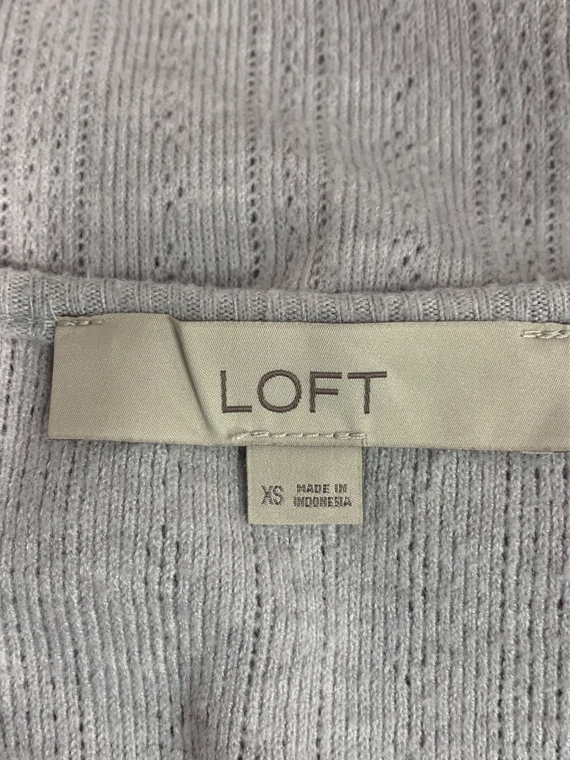 XS Loft Womens Lightweight Loose Knit Sweater Gray V-Neck