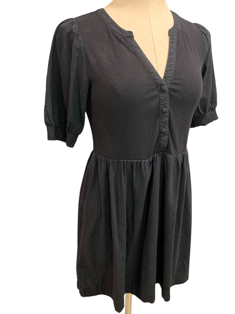 XSP Loft Petites Black Short Sleeve Dress Ribbed Knit Bodice